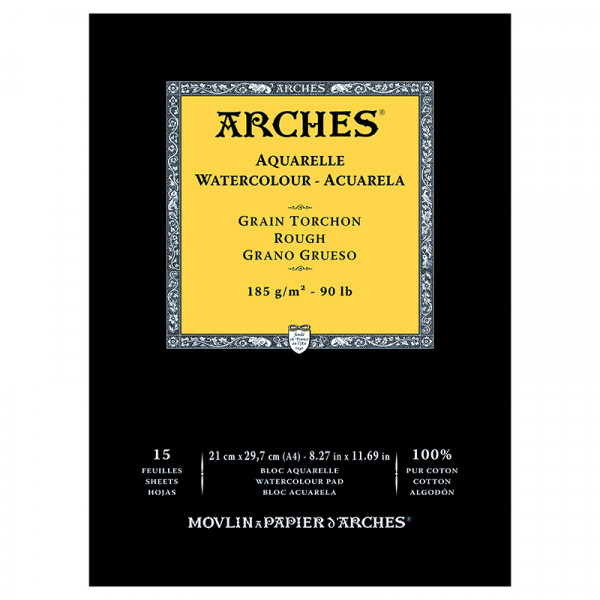 Альбом (блок) для акварелі, грубе зерно, Arches Rough Grain 15 листів 185 г/м2, 21x29,7 см