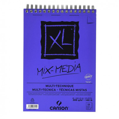 Альбом для акварели на спирали Canson XL Mix Media Medium grain 300г/кв.м, A5, 15 листов