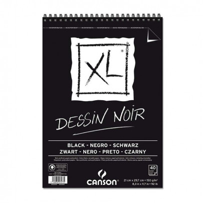 Блок черной бумаги Canson для эскизов, XL Dessin Black 150 гр, A4, 40 листов