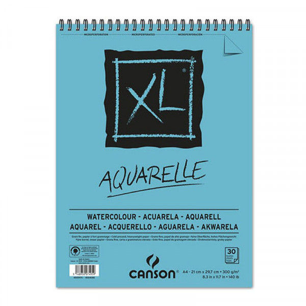 Альбом (блок) для акварелі на спіралі Canson XL Watercolour 30 аркушів 300 г/м2 А4 (21x29,7 см)