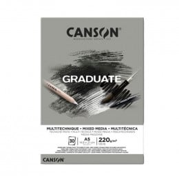 Альбом (блок) для акварелі Canson Graduate Mix Media Grey 30 аркушів 220 г/м2, А5 (14,8 х21 см)