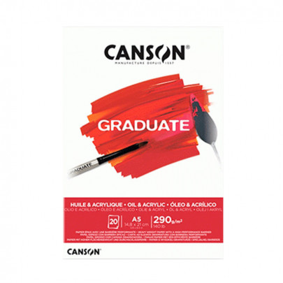 Блок бумаги для акрила и масла Canson Graduate Oil & Acrylic 290 гр, А5, 14,8х21 см (20)