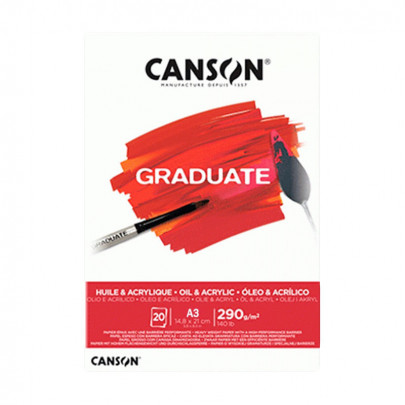 Блок бумаги для акрила и масла Canson Graduate Oil & Acrylic 290 гр, А3, 29,7х42 см (20)