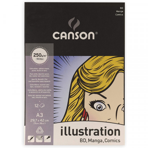 Альбом для маркерів Canson Illustration 250 г/м2, 29,7x42 см, A3 12 аркушів