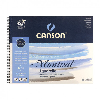 Альбом для акварели на спирале Canson Montval, 300 г/кв.м., 12 листов