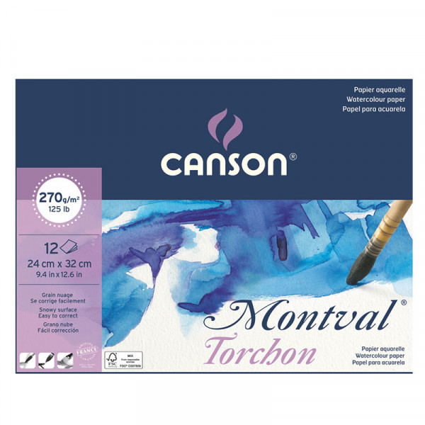 Альбом (блок) для акварелі Canson Montval 12 аркушів 270 г/м2 24х32 см