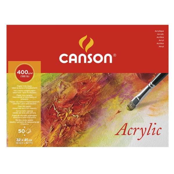 Альбом (блок) для акрилу та акварелі Canson Acrylic Cold pressed, 32х41 см, 400 г/м2, 10 аркушів