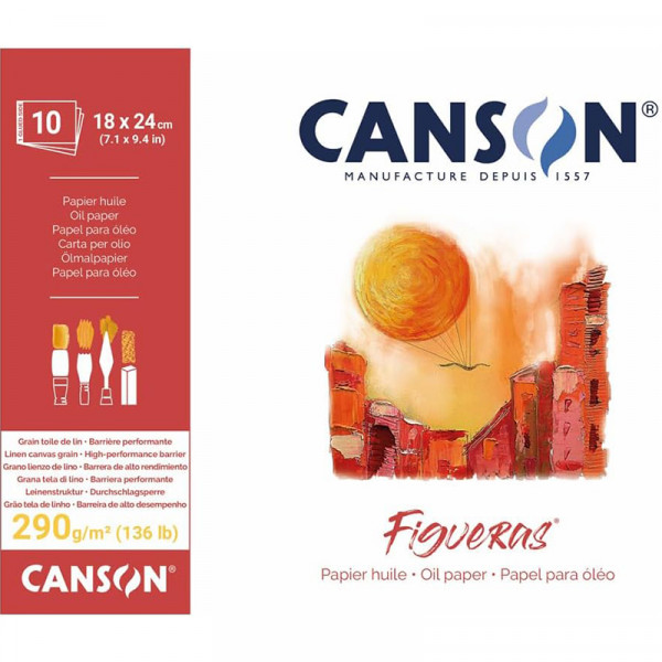 Альбом (склейка) для акрилу та олії Canson Figueras, Linen canvas grain 290г/м2, 18x24 см (10 аркушів) 