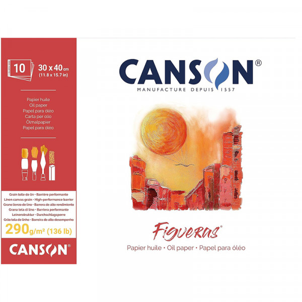 Альбом (склейка) для акрилу та олії Canson Figueras, Linen canvas grain 290г/м2, 30x40 см (10 аркушів) 