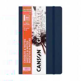 Скетчбук А5 14,8*21 см., м'яка обкладинка 184 сторінки, папір молочного кольору 90 г/м2, Canson  Graduate Sketch & Notes Dark blue