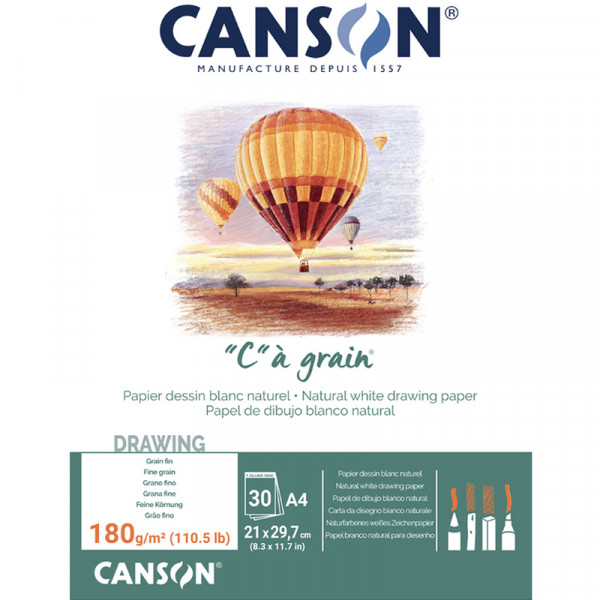 Альбом (склейка) для ескізів Canson “C” à grain, А4, 30 аркушів, 180 г/м2