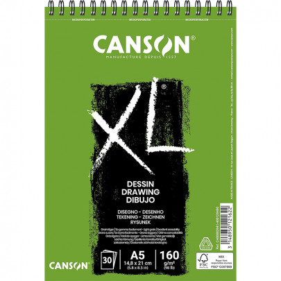 Альбом (блок) для ескізів на спіралі Canson XL Dessin Light grain , А5, 30 аркушів, 160 г/м3