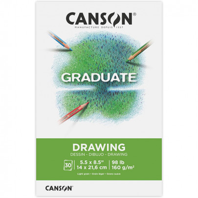 Альбом (склейка) для графіки і рисунку Canson Graduate Dessin Light grain 160 г/м2, 14,8x21 см - A5 (30 аркушів)