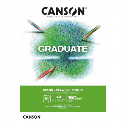 Альбом (склейка) для графіки і рисунку Canson Graduate Dessin Light grain 160 г/м2, 21x219,7 см - A4 (30 аркушів)
