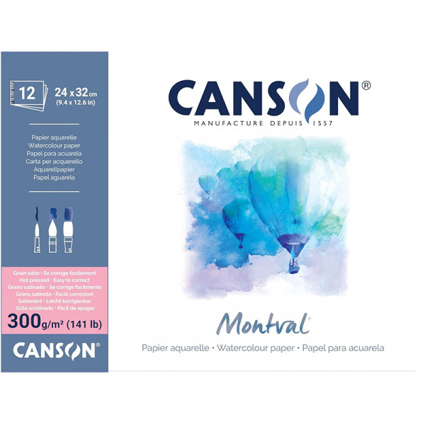 Альбом (блок) для акварелі Canson Montval Hot Pressed 300 г, 24x32 см (12 аркушів)