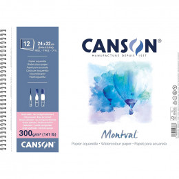 Альбом (блок) для акварелі на спіралі  Canson Montval Hot Pressed 300 г, 24x32 см (12 аркушів)