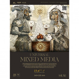 Школярик блок для змішаних технік Mixed Media Universal, 24*32 см, fine grain, 12 аркушів, 310 г/м2