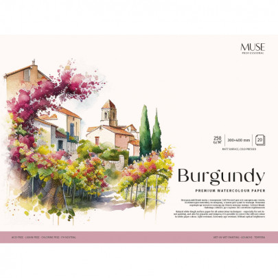 Школярик блок для акварели Burgundy, 30*40 см, cold pressed, 20 листов, 250 г/м2