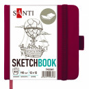 Cкетчбук для графіки 12*12 см, 100 арк., 110 г/м2, тверда обкладинка PU сливова, Santi
