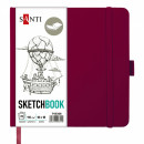 Cкетчбук для графіки 18*18 см, 80 арк., 110 г/м2, тверда обкладинка PU сливова, Santi