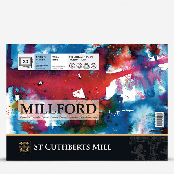 Альбом (блок) для акварели, St Cuthberts Mill, Millford, Cold Press, 100% хлопок, 20 листов, 300 г/м2, 23*31 см