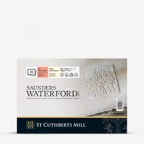 Блок бумаги для акварели горячий пресс, 18*26 см, 20 листов 300 г/м2, 100% cotton, HP, White Saunders Waterford, 9090-667