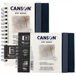 Блокнот для акварелі Canson & Saunders Waterford Art Book, Cold Press, 100% бавовна, 300 г/м2, 20 аркушів, A5 (14,8*21 см) Landscape