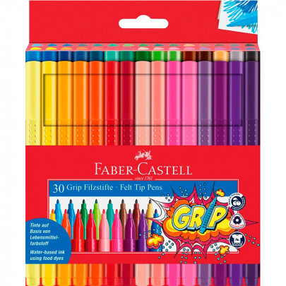 Набір фломастерів Faber-Castell GRIP, 30 кольорів, тригранна форма