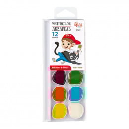 Набор акварельных красок Cats with a Boy, 12 цветов, ROSA Kids