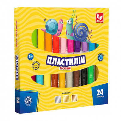 Набір пластиліну, круглі стіки, Школярик 24 кольори