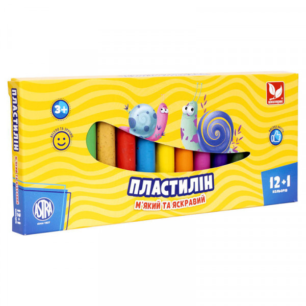 Набір пластиліну, круглі стіки, Школярик 13 кольорів