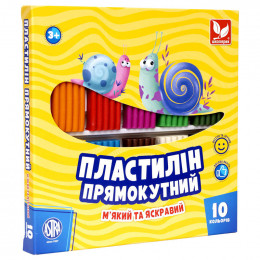 Набір прямокутного пластиліну Школярик, 10 кольорів