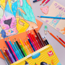 Набір кольорових олівців тригранних + чинка Школярик. 24 кольори