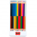 Набір кольорових олівців тригранних, двосторонніх + чинка Школярик, 12 шт, 24 кольори