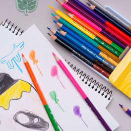 Набор цветных карандашей трехгранных, двухсторонних + чинка Школярик, 12 шт, 24 цвета