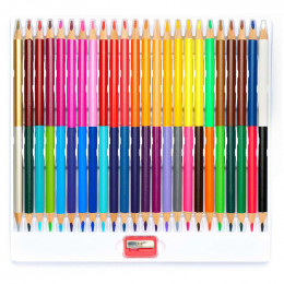 Набор цветных карандашей трехгранных, двухсторонних + точилка Школярик, 24 шт, 48 цветов