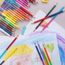 Набір кольорових олівців тригранних, двосторонніх + чинка Школярик, 24 шт, 48 кольорів