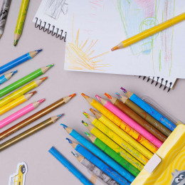 Набор цветных карандашей трехгранных + точилка Школярик Джамбо Веселка,12 цветов