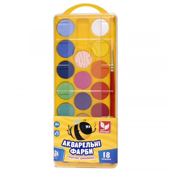 Акварельные краски Школярик, 18 цветов