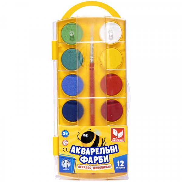 Акварельні фарби Школярик, 12 кольорів