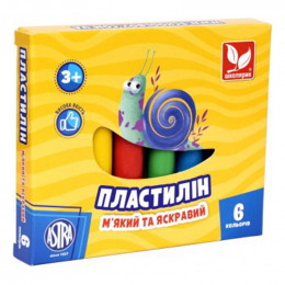Набір круглого пластиліну Школярик, 6 кольорів