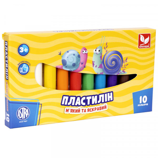 Пластилін круглий Школярик, 10 кольорів 
