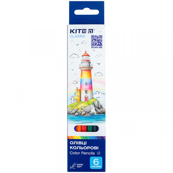 Набір кольорових олівців 6 шт., Kite Classic 