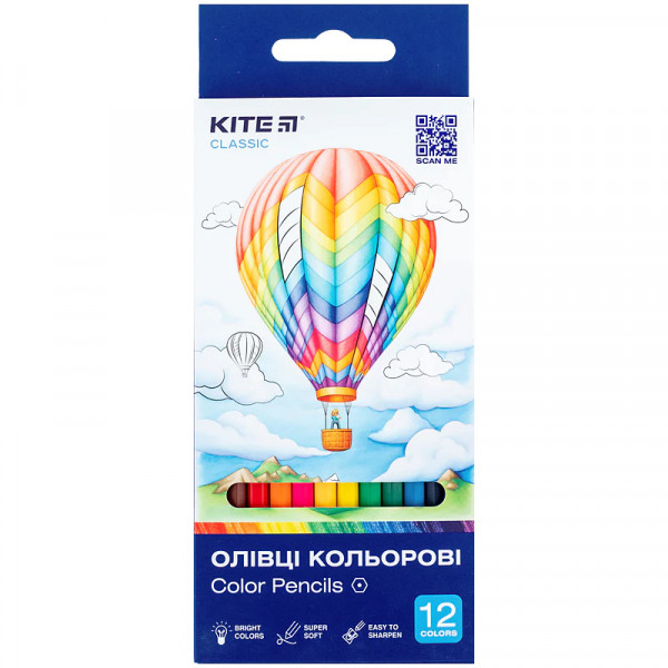 Набір кольорових олівців 12 шт., Kite Classic