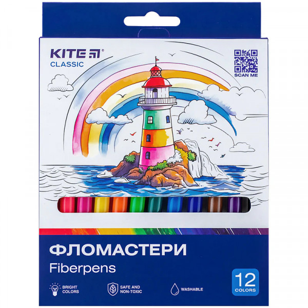 Набір фломастерів 12 кольорів, Kite Classic