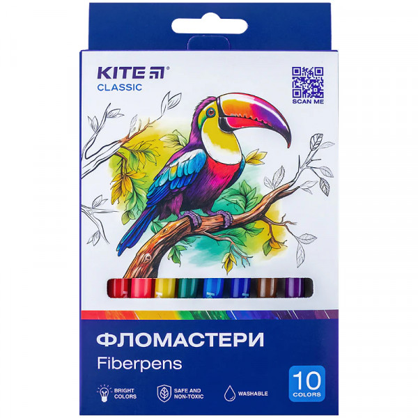 Набір фломастерів 10 кольорів, Kite Classic