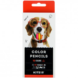 Набор цветных карандашей трёхгранных KITE Dogs, 12 цветов