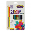 Олівці кольорові ZiBi, 21 кол. (15 стандарт, 3 двостор.), тригранні