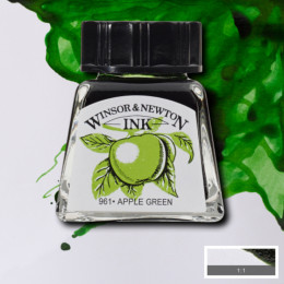 Туш художня №011 Apple Green (Яблучно-зелений), Drawing Inks Winsor&Newton