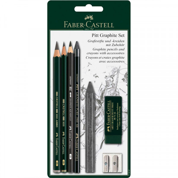 Набір матеріалів для графіки Faber-Castell Pitt Graphite, в блістері, 7 предметів